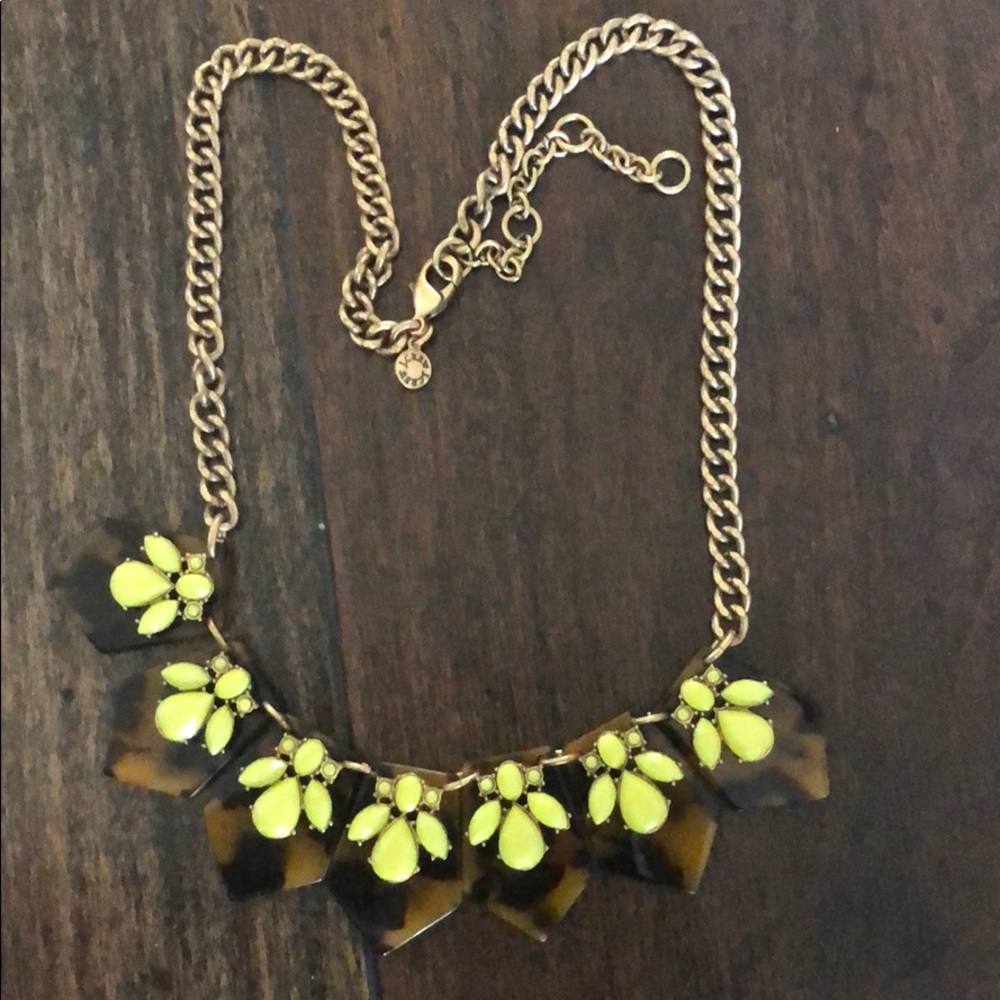 J Crew Tortoise Look Gold Tone Statement Necklace